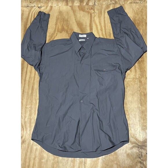 pierre balmain Dress Shirt Men L Gray Long Sleeve Button Down Up Cotton @d5 - Picture 1 of 5